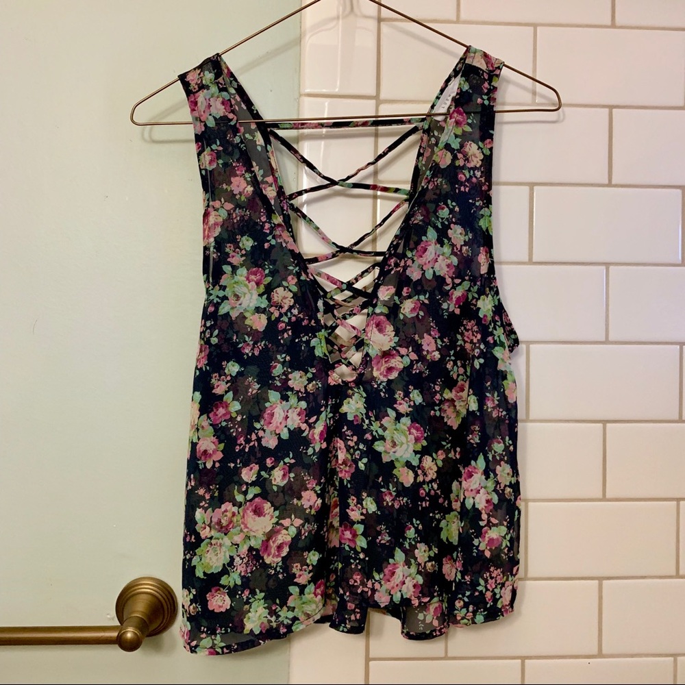 Lush- floral chiffon top